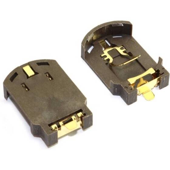 Brown CR2032-BS-8 Button Battery Patch Holder Golden Color Pin - 1