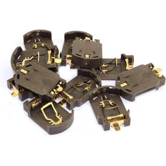 Brown CR2032-BS-8 Button Battery Patch Holder Golden Color Pin - 3