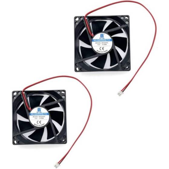 DC12V 0-25A 8025 Double Ball Cooling Fan XH2-54-2P 30cm Cable Size:80x80x25mm - 1