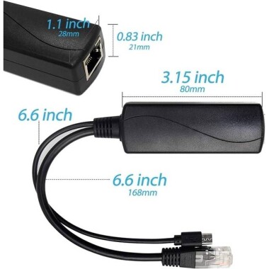 DC5.5x2.1mm Gigabit PoE Splitter 48V To 5V 3A - 5