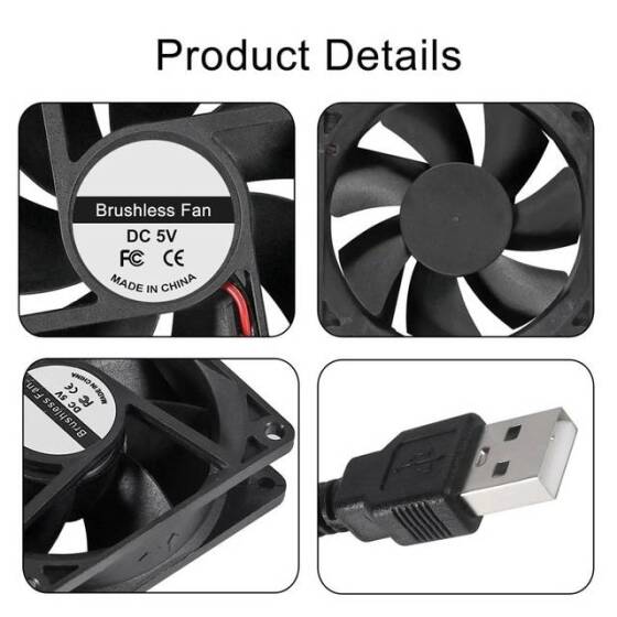 DC5V 0-27A 8025 Oil Containing Cooling Fan With XH2-54-2P 30cm Cable Size:80x80x25mm - 5