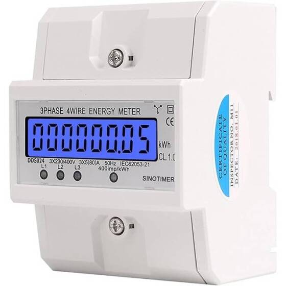 DDS024 3 Phase 4 Wire Electronic Power Consumption Energy Meter 5-80A 380V AC 50Hz LCD Back Light Display - 1