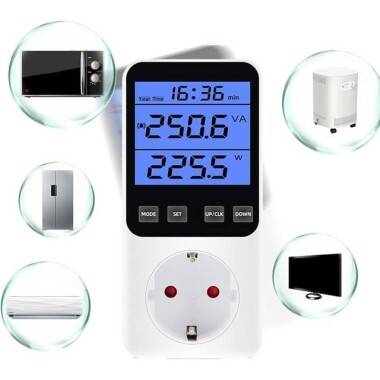 Digital LCD Power Meter Socket Power Analyzer BR Plug 230V 10A 2300W With Battery - 3