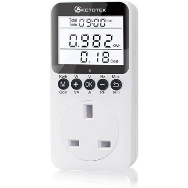 Digital LCD Power Meter Socket Power Analyzer UK Plug 230V 13A 2900W With Battery - 1