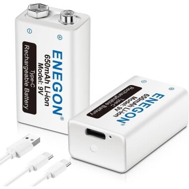 Doublepow 9V 650MAH Usb 6F22 Rechargeable Lithium Battery With 30CM Usb Cable - 1