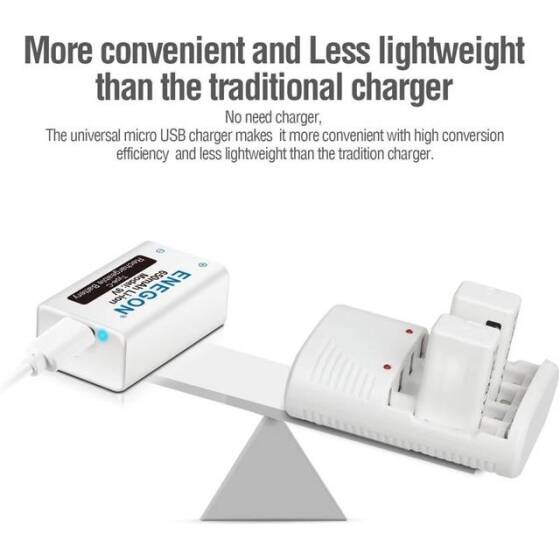 Doublepow 9V 650MAH Usb 6F22 Rechargeable Lithium Battery With 30CM Usb Cable - 2