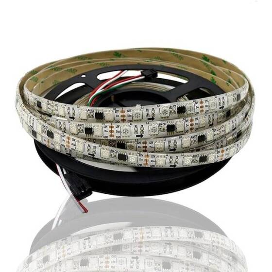 Epoxy 12V WS2811 RGB5050 White SMD LED Strip 144 LED/Meter Flexible 5M/Roll IP65 - 1