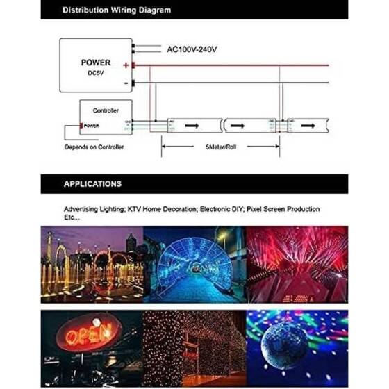 Epoxy 5V SK9822 APA102C RGB5050 Black SMD LED Strip 60 LED/Meter Flexible 5M/Roll IP65 - 3