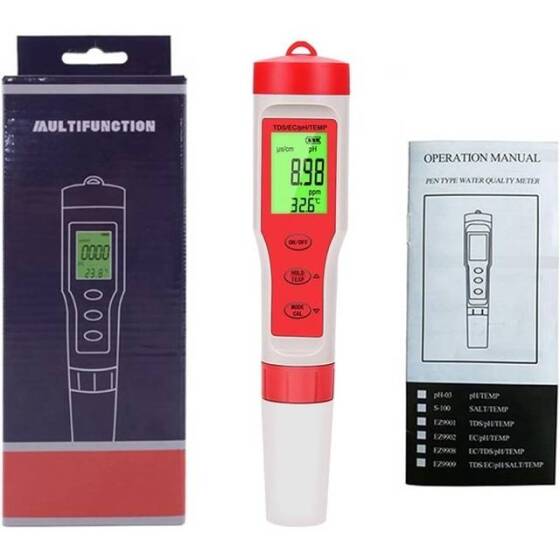 EZ9908 4 in 1 multifunction Test Water Testing Kit pH/TDS/EC/TEMP Without Battery - 1