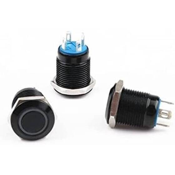 Flat Head 12mm 110-220V Waterproof Self-Locking Metal Push Button Switch With Red Led Light - 3