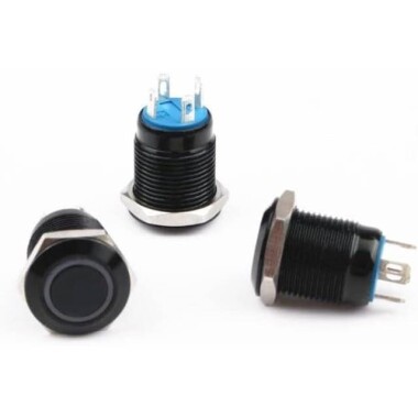 Flat Head 12mm 12-24V Waterproof Momentary Self-Reset Metal Push Button Switch With White Led Light - 2