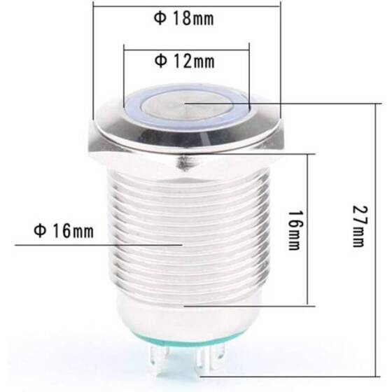 Flat Head 16mm 110-220V Waterproof Self-Locking Metal Push Button Switch With Red Led Light - 5