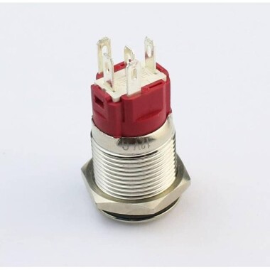 Flat Head 16mm 12-24V Waterproof Self-Locking Metal Push Button Switch With Yellow Led Light - 3