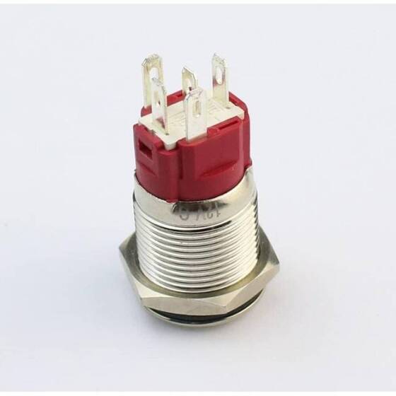 Flat Head 16mm 12-24V Waterproof Self-Locking Metal Push Button Switch With Yellow Led Light - 3