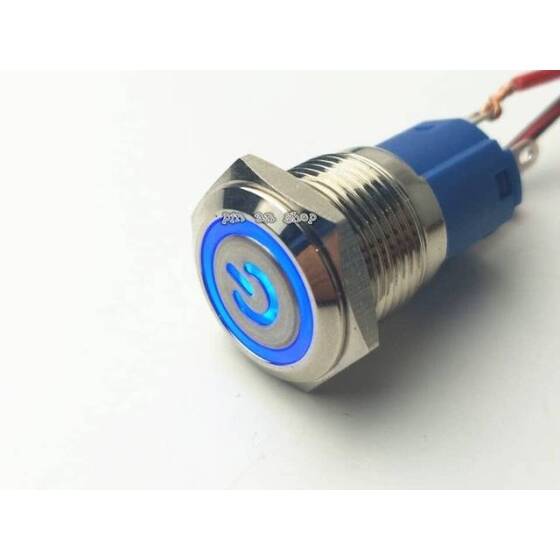 Flat Head 16mm 3-6V Waterproof Momentary Self-Resert Metal Push Button Switch With Green Led Light - 1