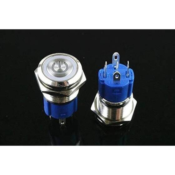 Flat Head 16mm 3-6V Waterproof Momentary Self-Resert Metal Push Button Switch With Green Led Light - 3