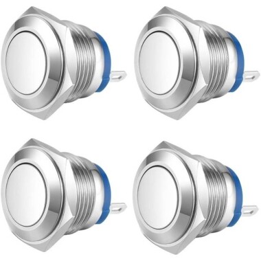 Flat Head 16mm Waterproof Self-Resert Metal Push Button Switch Without Light - 1