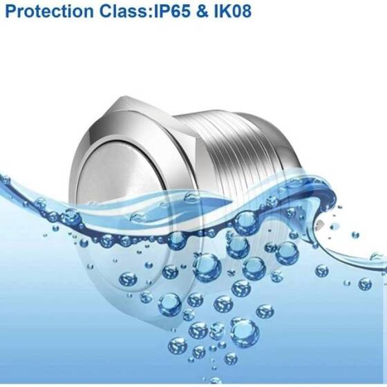 Flat Head 19mm 12-24V Waterproof Momentary Self-Reset Metal Push Button Switch With Red Led Light And Switch Socket Button Connector - 4