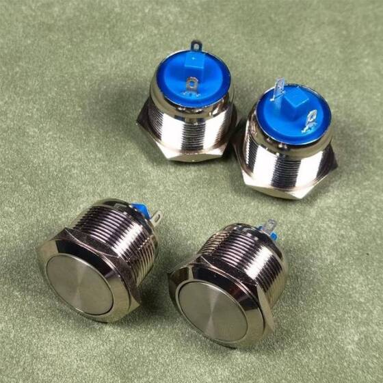 Flat Head 19mm 3-6V Waterproof Momentary Self-Reset Metal Push Button Switch With Red Led Light And Switch Socket Button Connector - 2