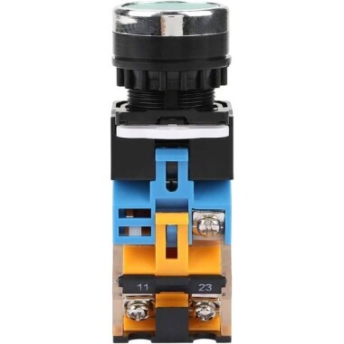 Flat Head 22mm 12-24V Waterproof Momentary Self-Resert Metal Push Button Switch With Green Led Light And Switch Socket Button Connector - 3