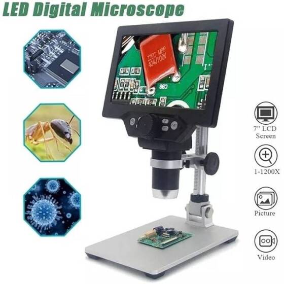 G1200 1200x 12MP Digital Electronic Microscope 7 Inch LCD Display For PCB Motherboard Repaire EU Plug Without Battery - 3
