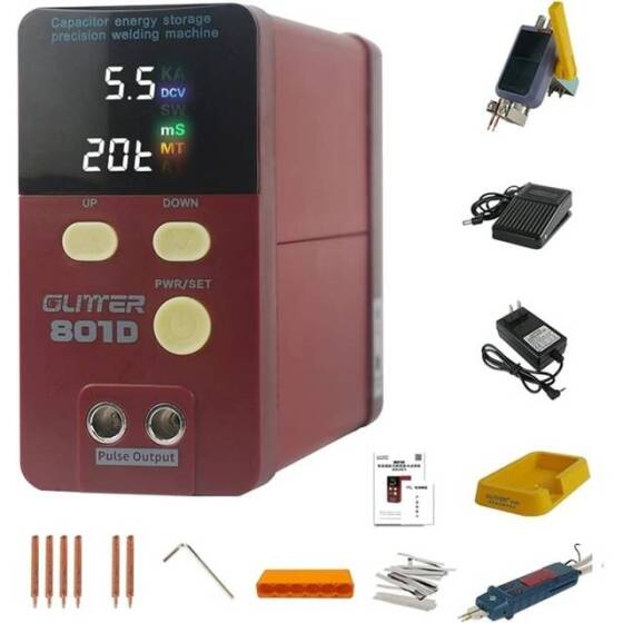 GLITTER 801A+ Energy Storage Capacitor Spot Welder +70A Welder Pen+Voltage Measuring Pen US Plug - 1