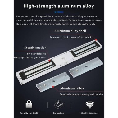 Glue Waterproof 250KG DC12V/500-600MA Two-Wire Magnetic Lock Right Outlet - 4