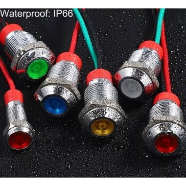 Green 220V 10mm LED Metal Indicator Light With 15cm Cable - 4