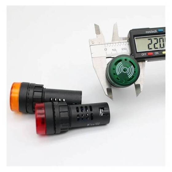 Green AC/DC110V 22mm AD16-22SM LED Signal Indicator Built-in Buzzer - 3