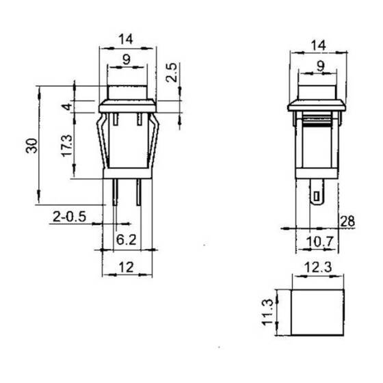 Green DS-429B 10mm 2 PIN Self-Reset Square Push Button Switch - 2
