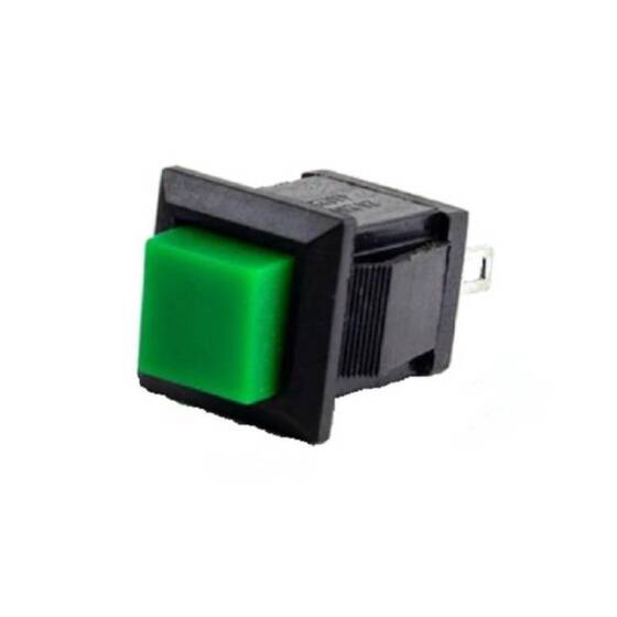 Green DS-430 2 PIN On-Off Self-Reset Square Push Button Switch - NO Press Break - 1