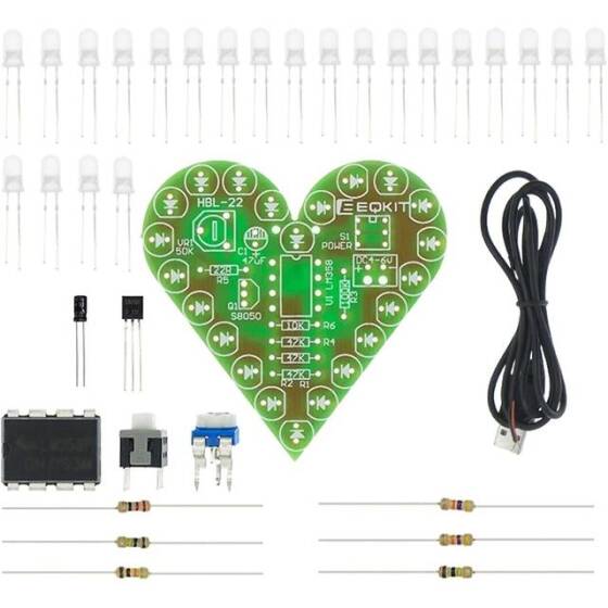 Green Electronic DIY Kit Heart Shape Breathing Lamp Kit - 2