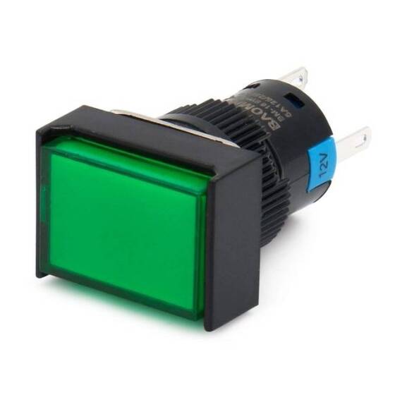 Green LA128A 12V 5PIN 16mm Thread Self-Reset Round Push Button Switch - 4