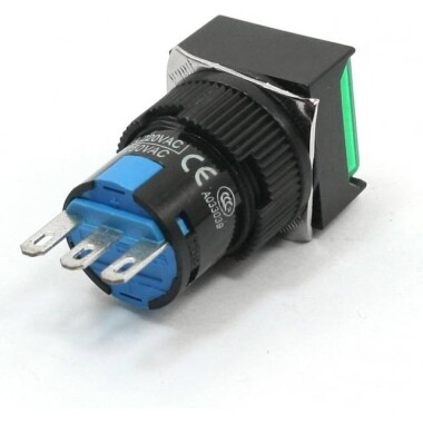 Green LA128A 12V 8PIN 16mm Thread Self-Reset Round Push Button Switch - 2