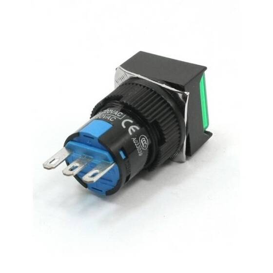 Green LA128A 6PIN 16mm Thread Self-Reset Round Push Button Switch - 2