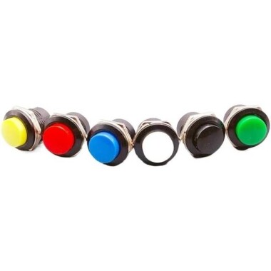 Green R13-507 16mm 2 PIN Momentary Self-Reset Round Cap Push Button Switch - 3