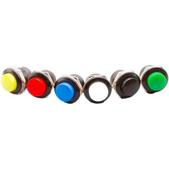 Green R13-507 16mm 2 PIN Momentary Self-Reset Round Cap Push Button Switch - 3