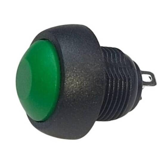 Green Waterproof PBS-33B 12mm 2 PIN Self-Reset Mini Round Push Button - 1