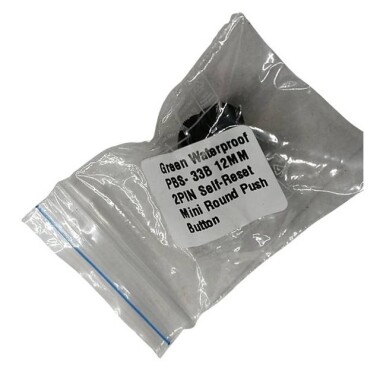 Green Waterproof PBS-33B 12mm 2 PIN Self-Reset Mini Round Push Button - 2