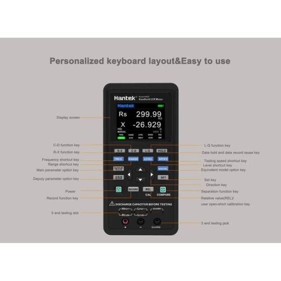 Hantek 1832C 100Hz To 40kHz Handheld Digital LCR Meter US Plug With Battery - 3