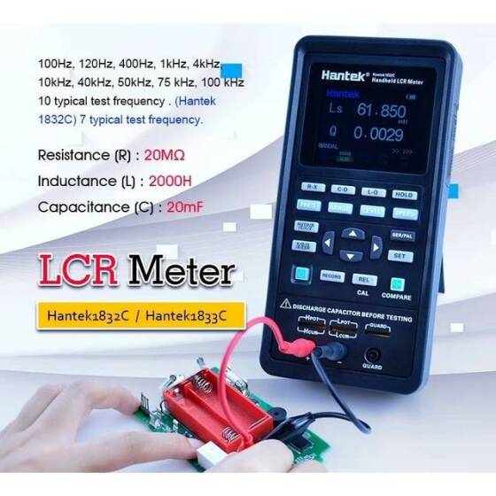Hantek 1833C 100Hz To 100kHz Handheld Digital LCR Meter US Plug With Battery - 2