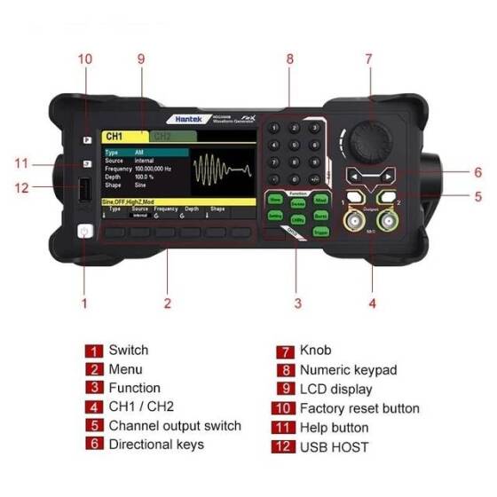 Hantek HDG3012B 15MHz 2 Kanal Function Signal Generator EU Plug - 3