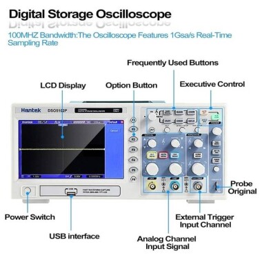 Hantek MSO5102D Mixed Signal Oscilloscope 100MHz 1GSa/s EU Plug - 4