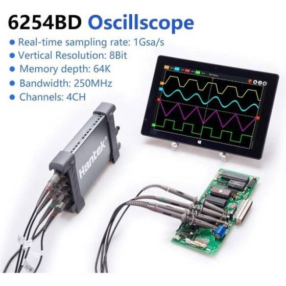Hantek6104BD 100MHz 4CH Oscilloscope Arbitrary Waveform Generator - 5