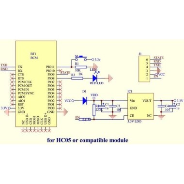 HC-05 6 Pin Bluetooth Module (Master + Slave) With Button China Chip - 3