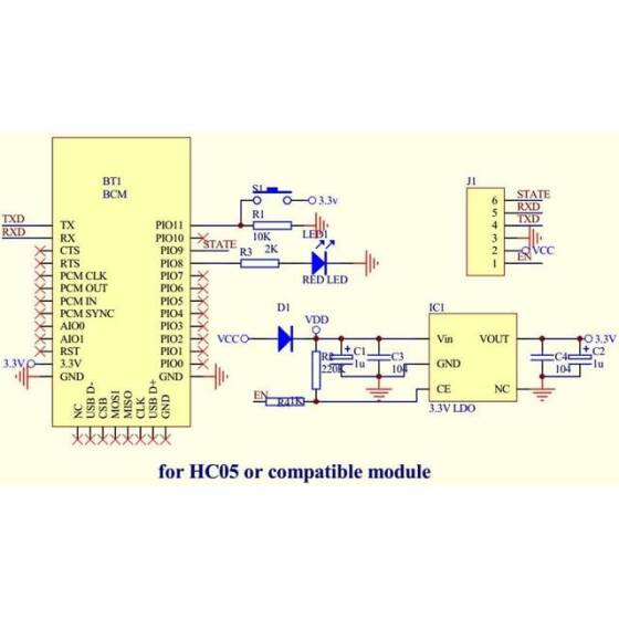 HC-05 6 Pin Bluetooth Module (Master + Slave) With Button China Chip - 3