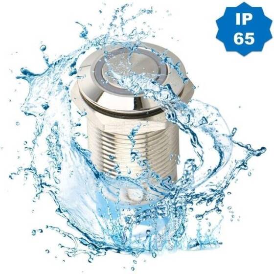 High Head 12mm 12-24V Waterproof Momentary Self-Reset Metal Push Button Switch With Blue Led Light And Switch Socket Button Connector - 5
