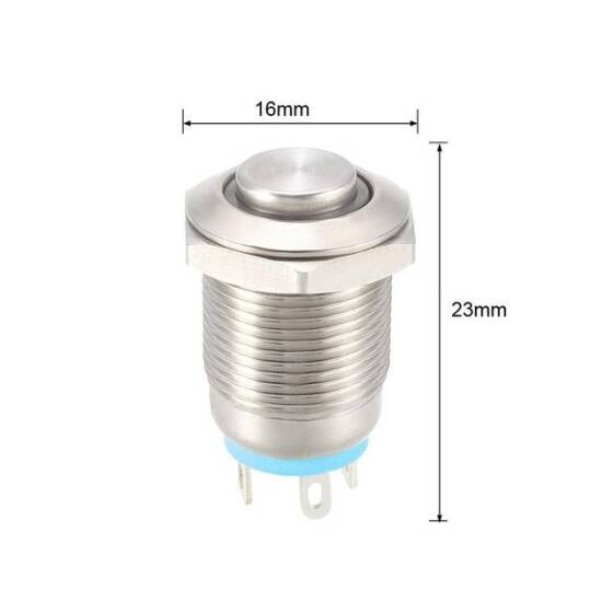 High Head 12mm 3-6V Waterproof Momentary Self-Reset Metal Push Button Switch With Blue Led Light - 3