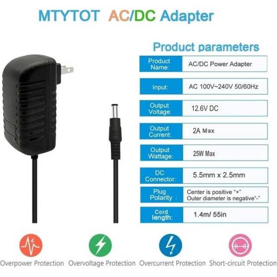 High Quality Full Amperes 12.6V 800MA Lithium Battery Charger US Plug - 3