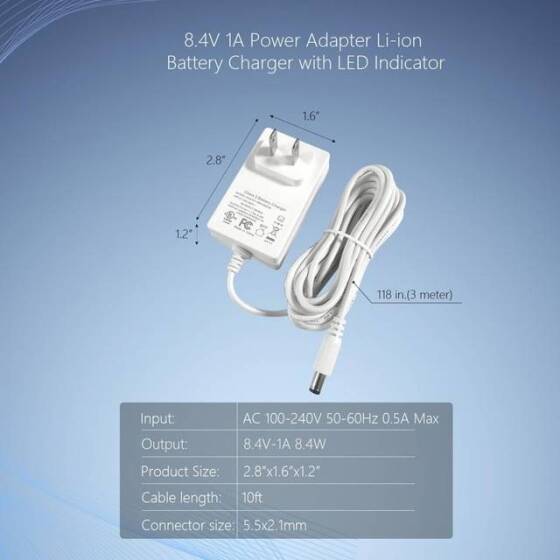 High Quality Full Amperes 8.4V 500MA Lithium Battery Charger US Plug - 2